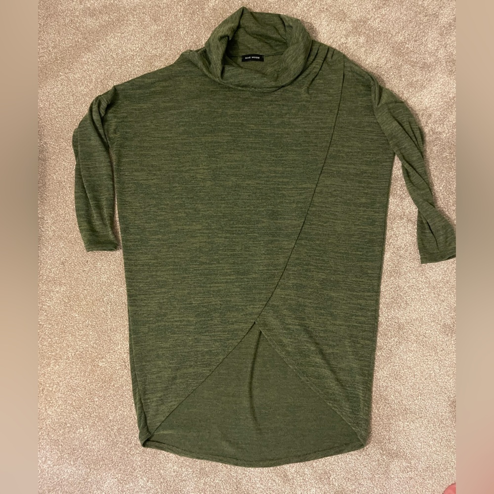 Rae Mode green heather cowl sweater